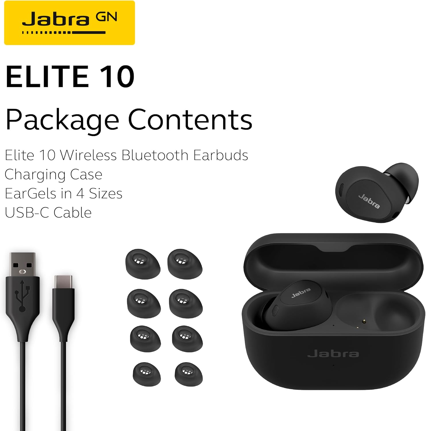 Jabra Elite 10 True Wireless Bluetooth Earbuds – Advanced Active Noise Cancelling with Dolby Atmos Surround Sound, All-Day Comfort, Multipoint, Crystal-Clear Calls