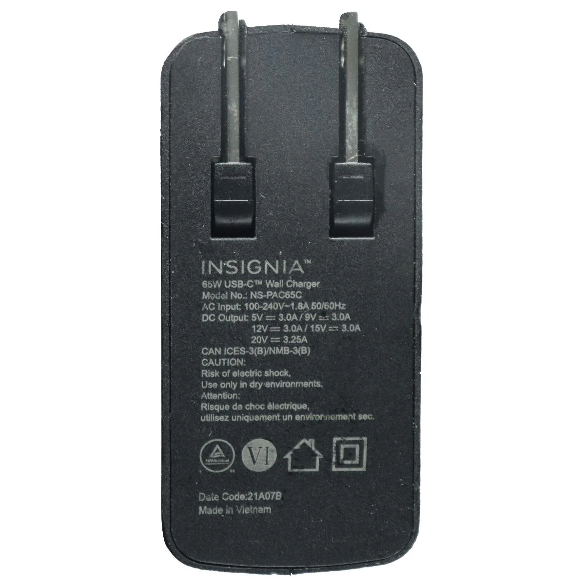 Insignia (65W) USB-C Wall Charger - Black / Adapter Only (NS-PAC65C)