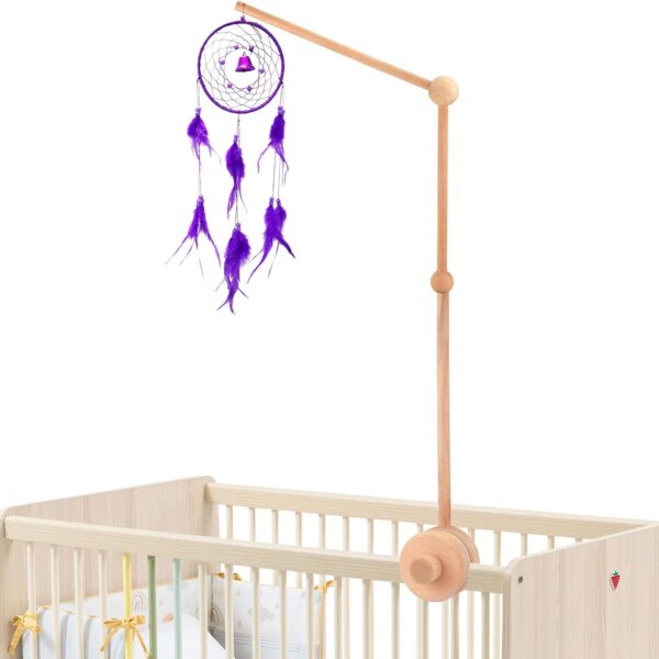 Baby Crib Mobile Arm, Wooden Bassinet Mobile Holder 360°Rotation Mobile Hanger Infant Attachment Cradle Crib Stand Gift for Newborn Toddler Shower Birthday New Parents Nursery Decor